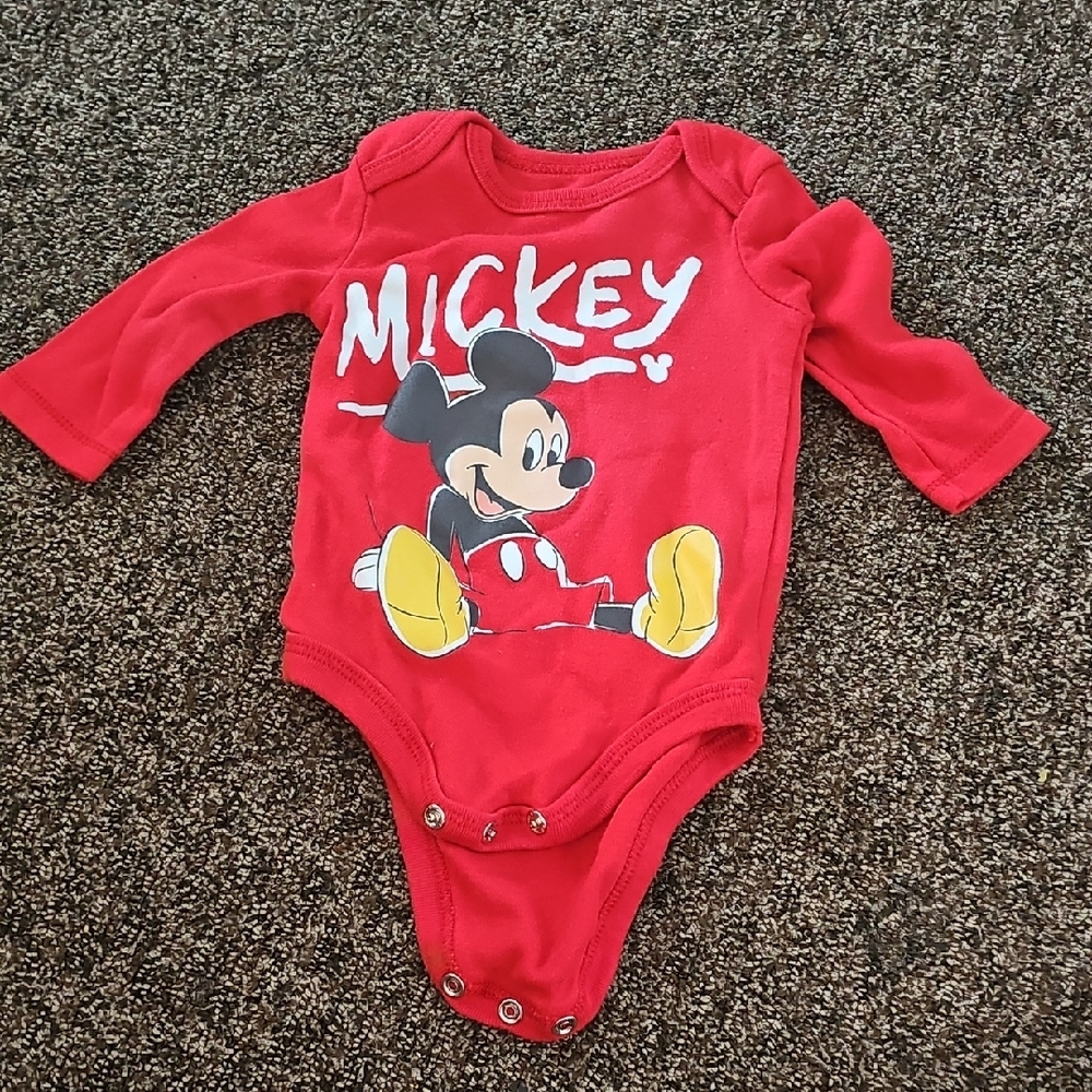 Disney Mickey Mouse Red Long Sleeve Bodysuit